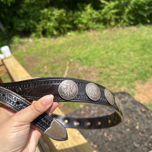 Vintage Appaloosa Leather Belt w/19 Walking Liberty & Eagle Silver Half Dollars - Picture 10 of 16